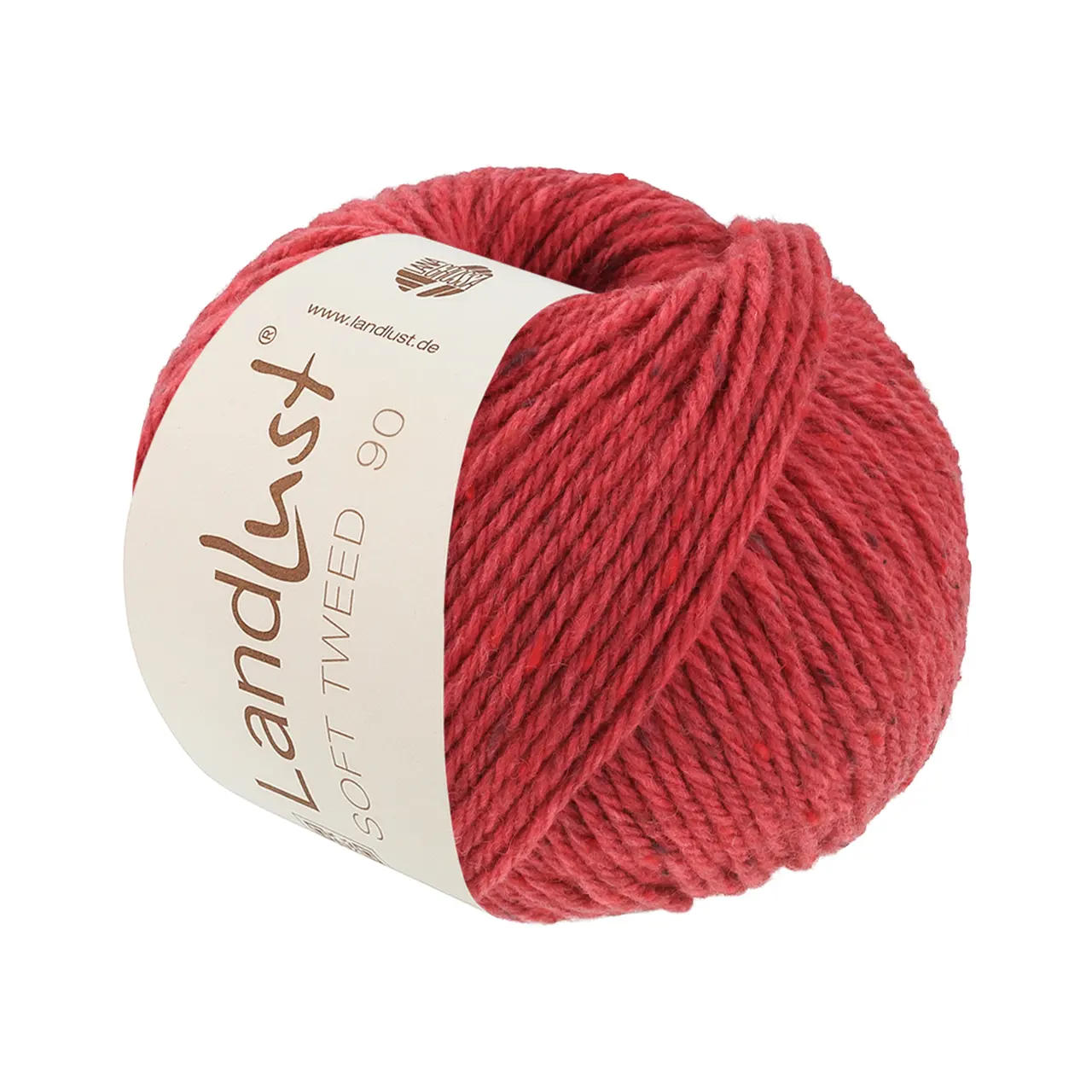 Landlust Soft Tweed 90 32 Erdbeerrot Meliert von Lana Grossa. Klassisch verzwirntes Tweedgarn aus Schurwolle mit mehrfarbigen Noppen