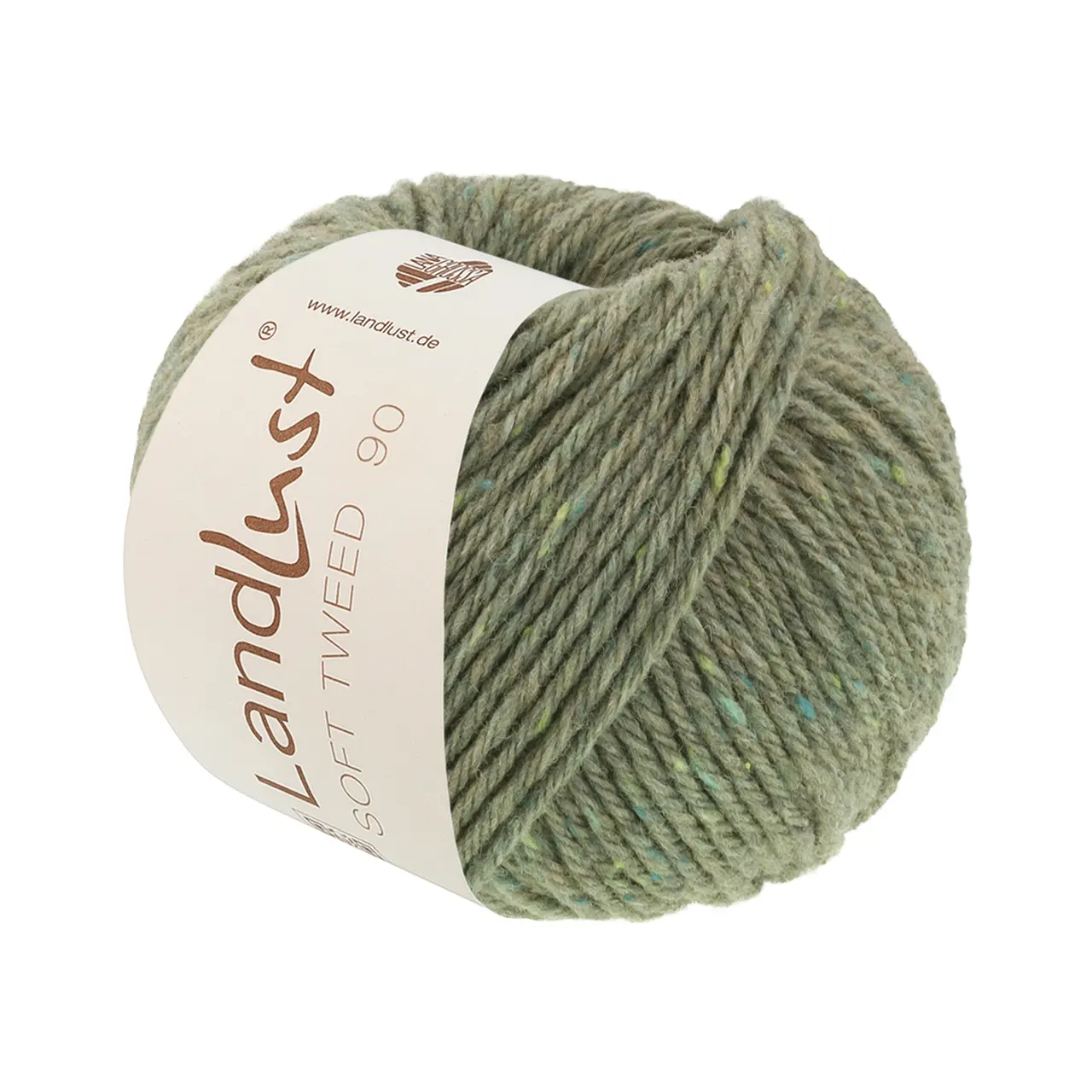 Landlust Soft Tweed 90 35 Salbeigrün Meliert von Lana Grossa. Klassisch verzwirntes Tweedgarn aus Schurwolle mit mehrfarbigen Noppen