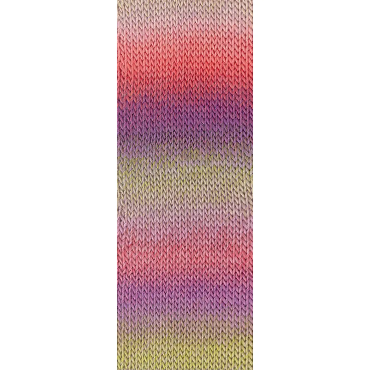 Meilenweit 100 Color Mix Multi 8021 Rot/Fuchsia/Grünbeige/Hellrot/Rotviolett von Lana Grossa. Merino-Dochtgarn mit Farbverlauf für Socken und mehr waschmaschinenfest