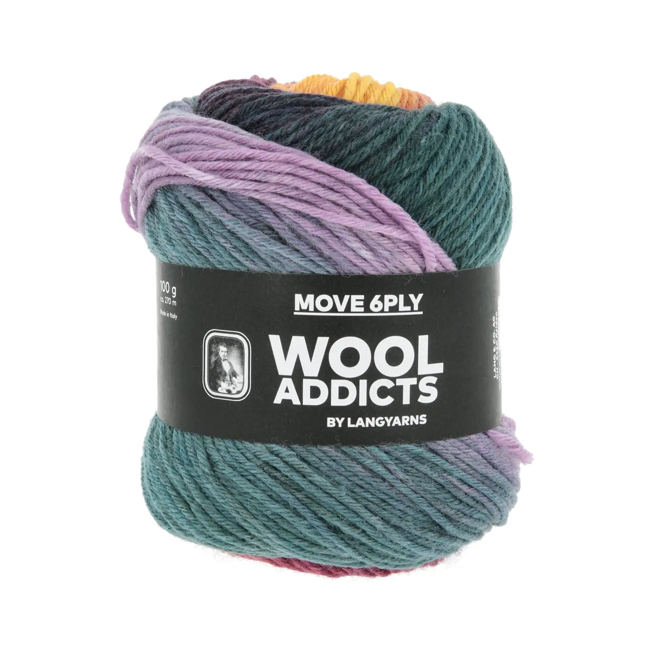 Move 6-Fach 11 Light Blue/Royal Purple/Orange von Lang Yarns. MOVE is not just a sock yarn it's a vibrant celebration of hues that invites you to break free from the subdued palette of neutrals. With MOVE your knitting and crocheting projects are transformed into a kaleidoscope of colors infusing energy and excitement into every stitch. A colorful sturdy but soft 6-ply yarn for way more than just socks.