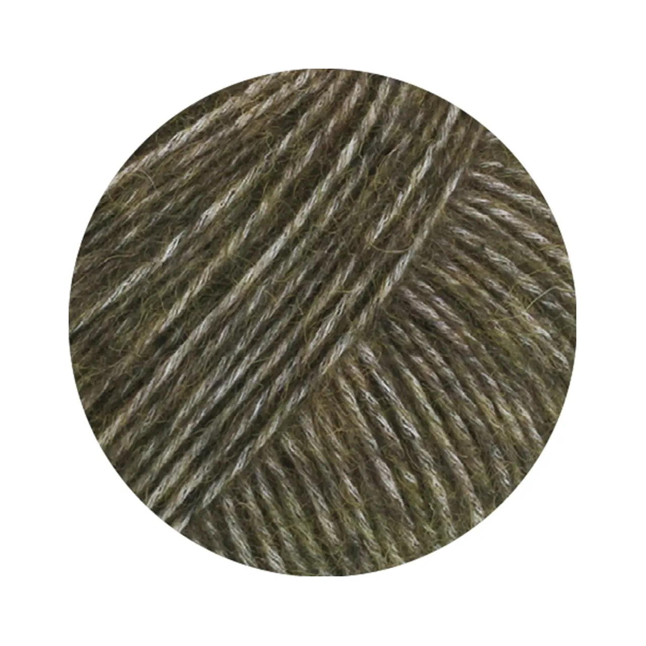 Natural Alpaca Pelo 40 Waldgrün Meliert von Lana Grossa. Flauschige Netzgarnstruktur aus Baumwolle gefüllt mit Baby Alpakafasern