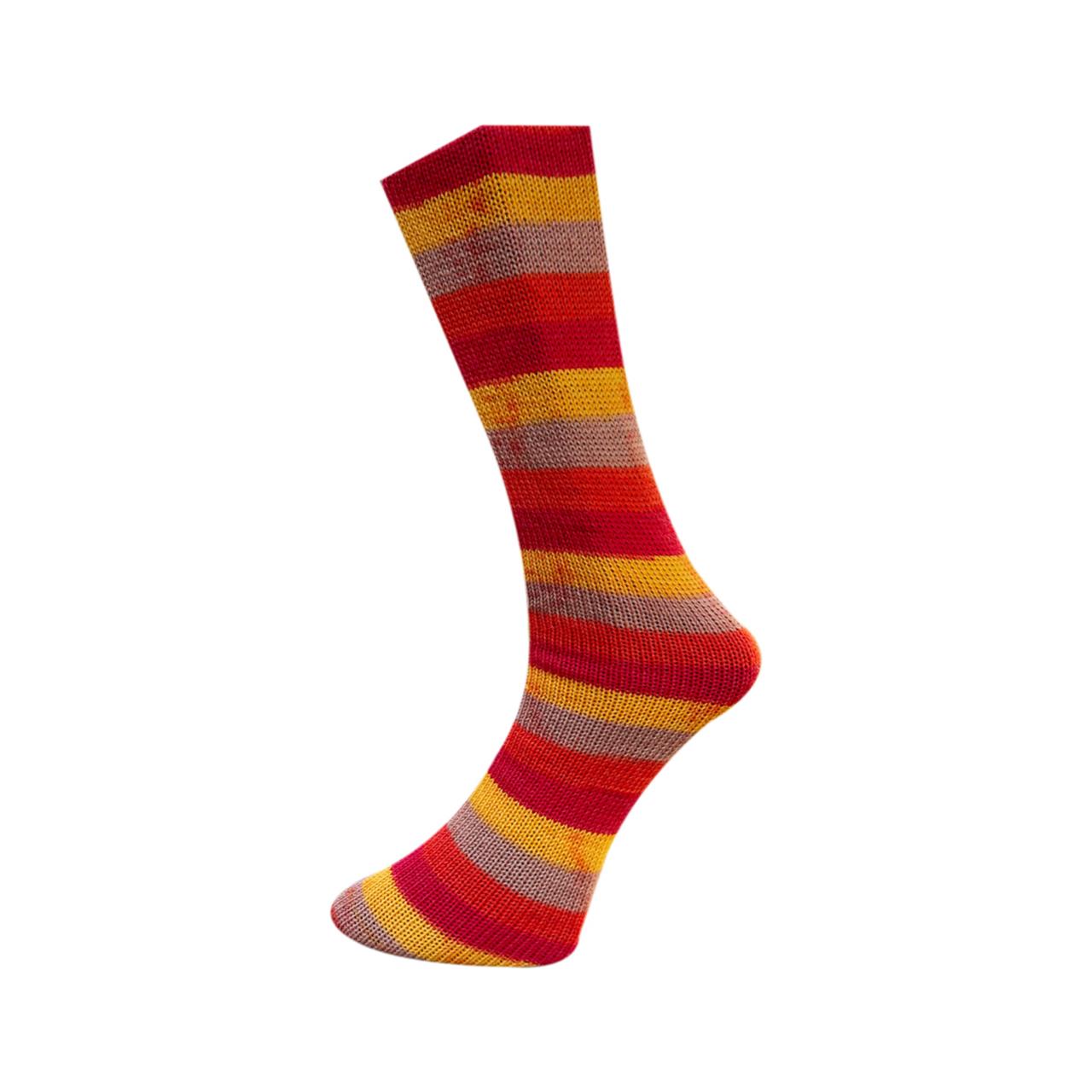 Lungauer Sockenwolle 4Fach 613-23 Rot-Gelb-Beige