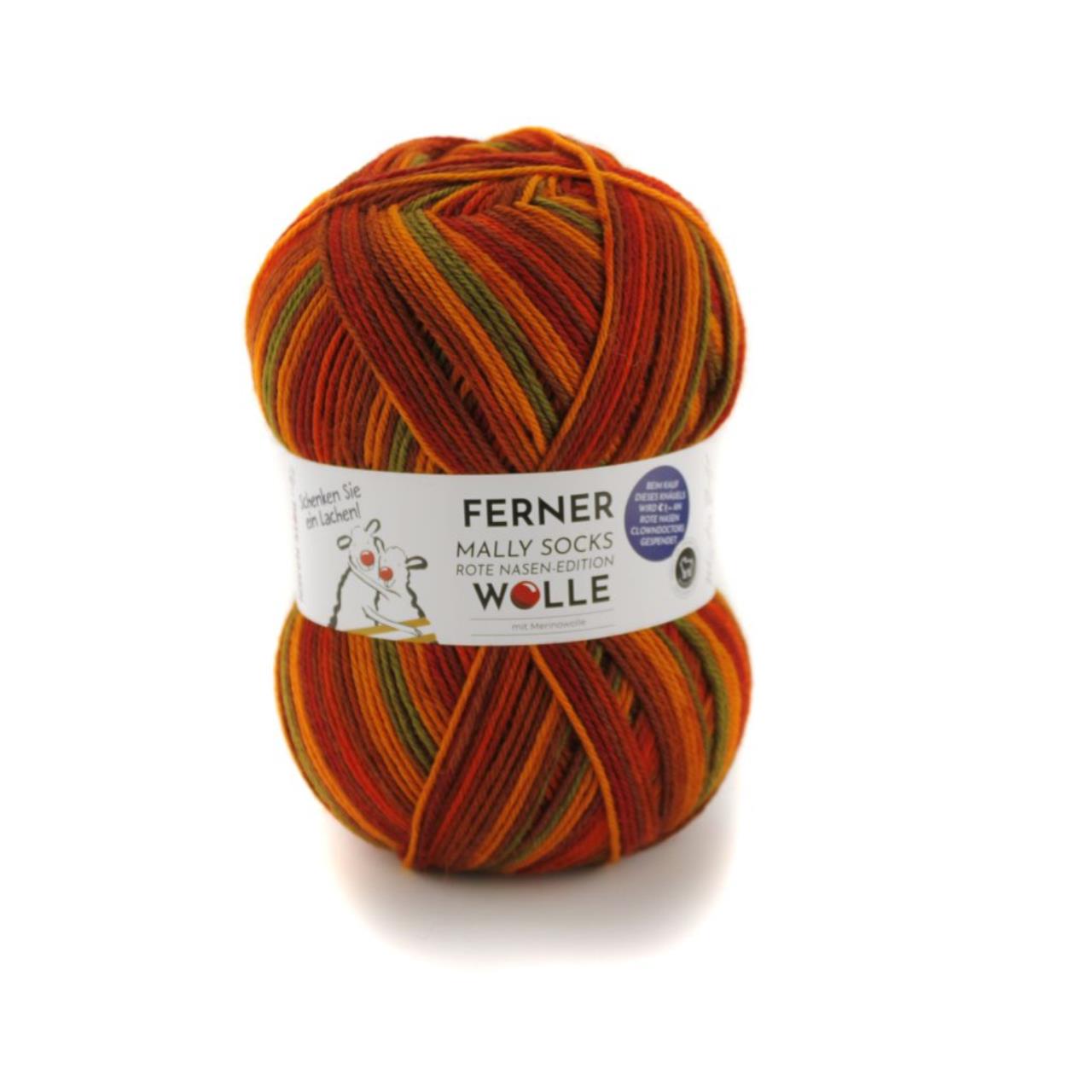 Mally Socks RED NOSE Clown 4 Dunkelrot-Rot-Orange-Olive