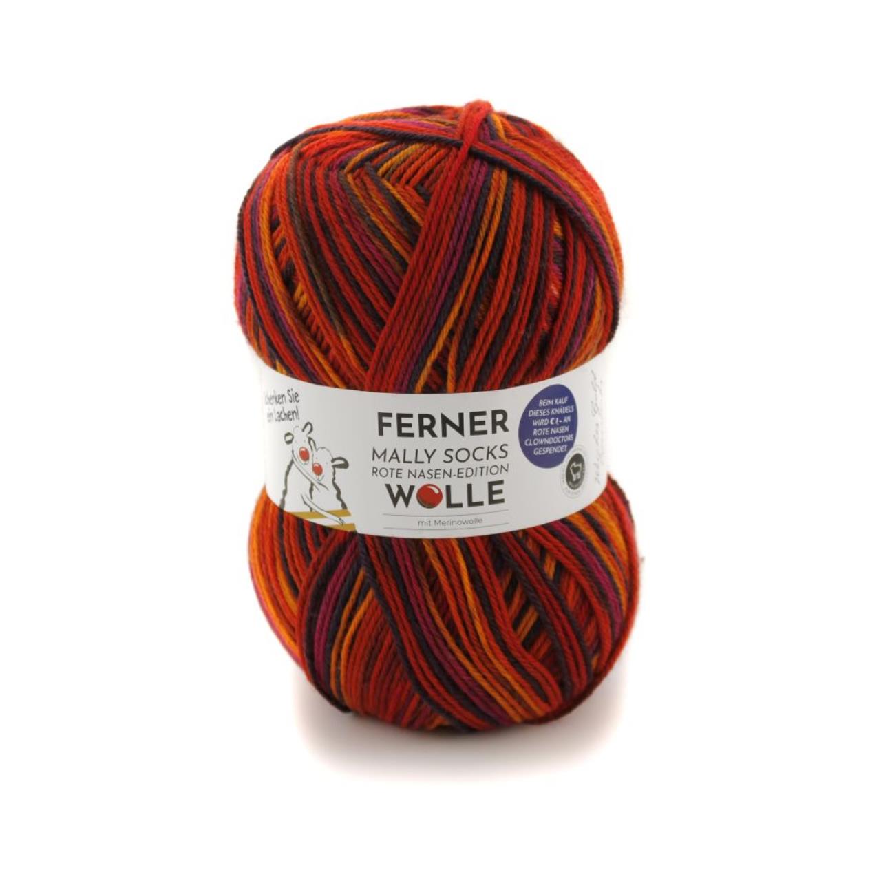 Mally Socks RED NOSE Clown 6 Rot-Orange-Violett-Anthrazit