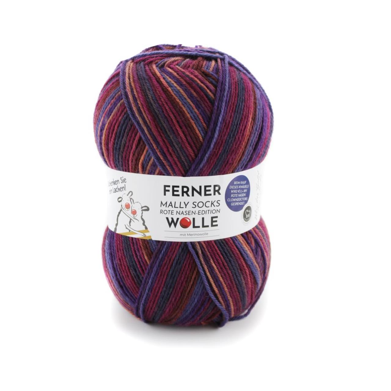 Mally Socks RED NOSE Clown 7 Bordeaux-Violett-Lila-Orange-Blau