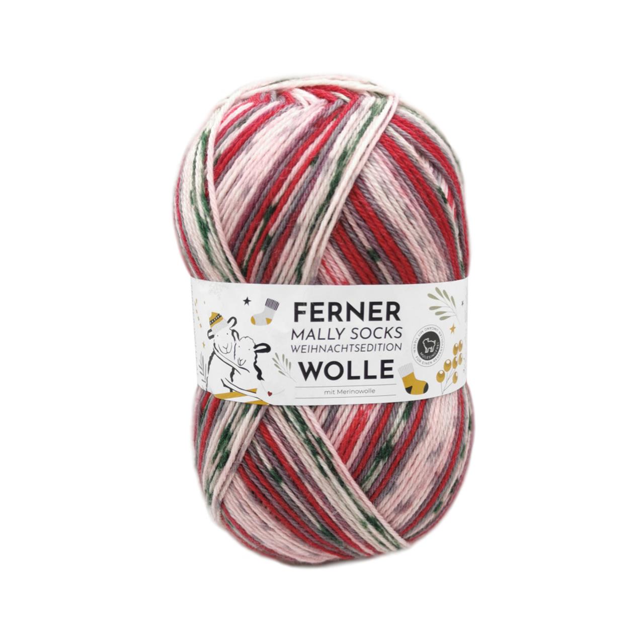 Mally Socks Xmas 20.12.24 Natur-Rosa-Rot-Grün-Grau