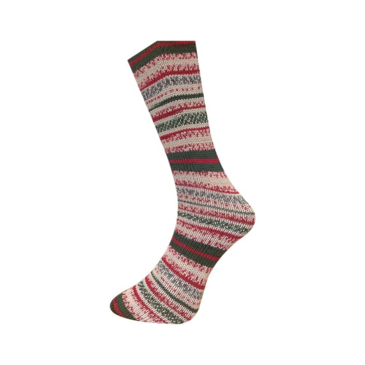 Mally Socks XMAS 22.12.23 Natur-Rot-Waldgrün-Graublau