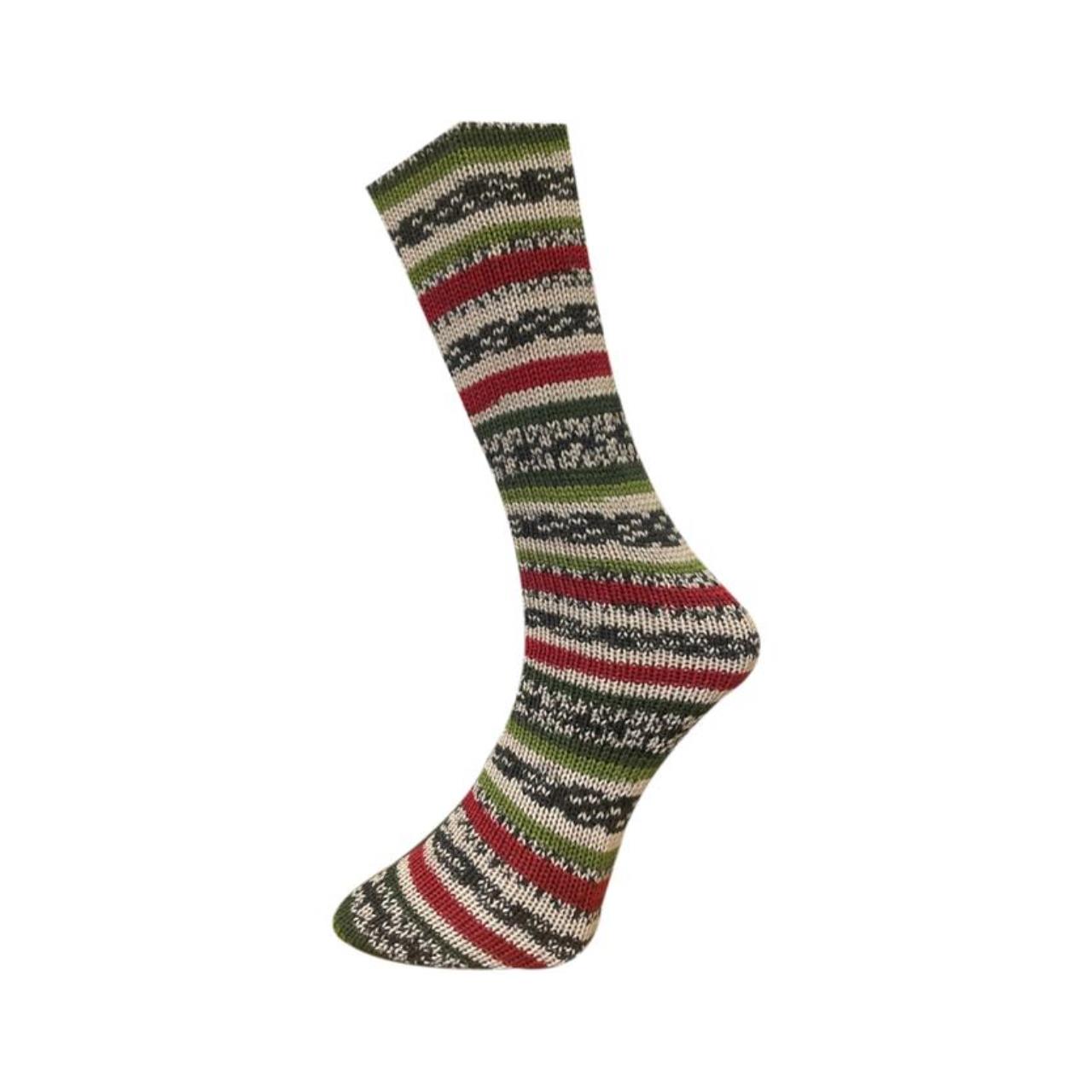Mally Socks XMAS 23.12.23 Natur-Rot-Grün-Dunkelblau-Dunkelgrün