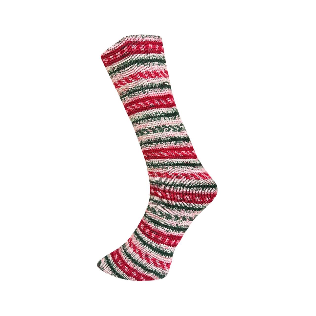 Mally Socks Xmas 23.12.24 Natur-Rot-Waldgrün-Rosa