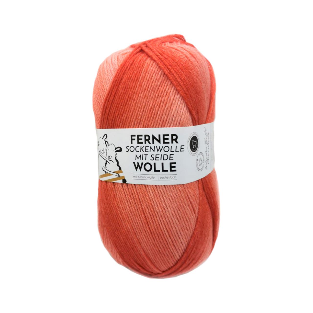Sockenwolle mit Seide 6Fach 671-23 Rot