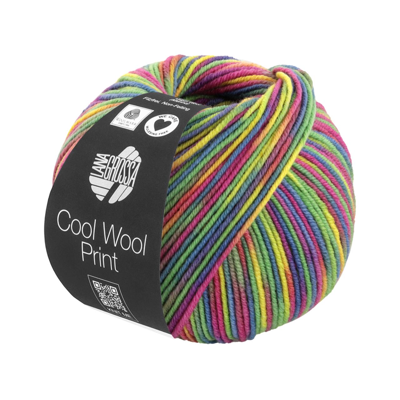 Cool Wool Print 833 Senfgelb/Jade/Fuchsia/Petrol/Beere/Oliv