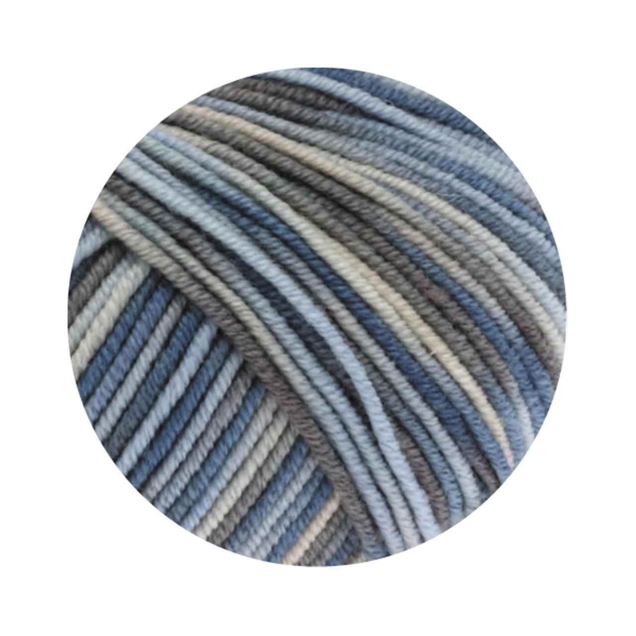 Cool Wool Print 763 Hellblau/Grège/Graubraun/Blaugrau