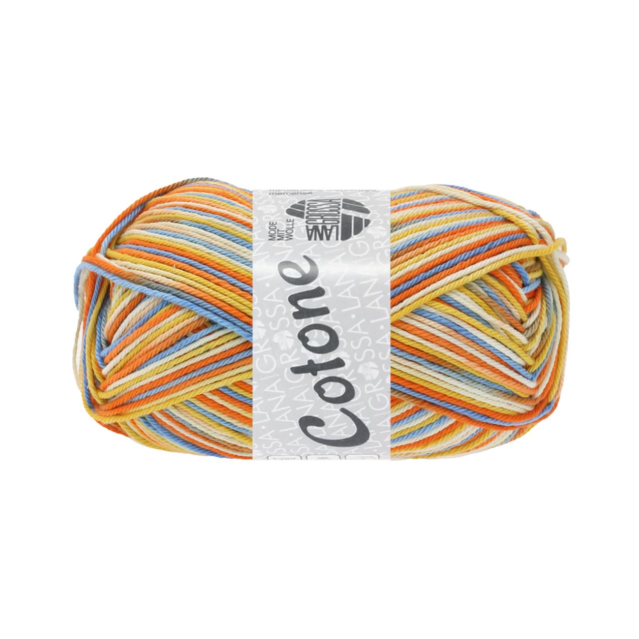 Cotone Print 353 Weiß/Pfirsich/Orange/Gelb/Himmelblau