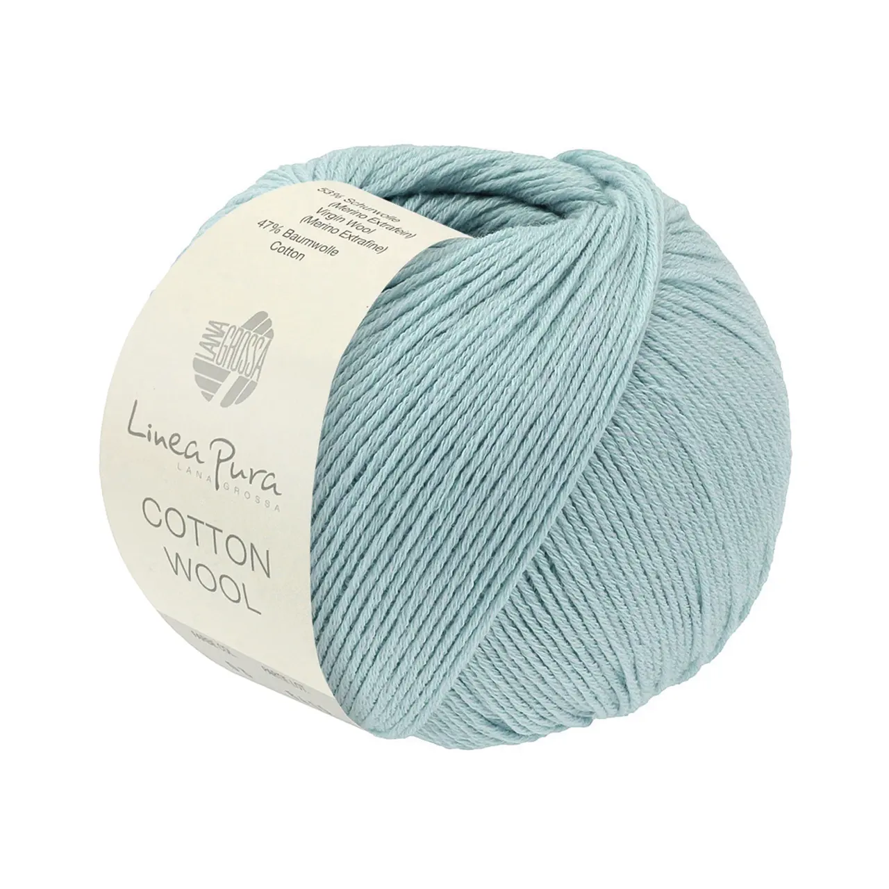 Cotton Wool (Linea Pura) 32 Helltürkis von Lana Grossa. Klassisches Schurwollgarn mit Baumwolle
