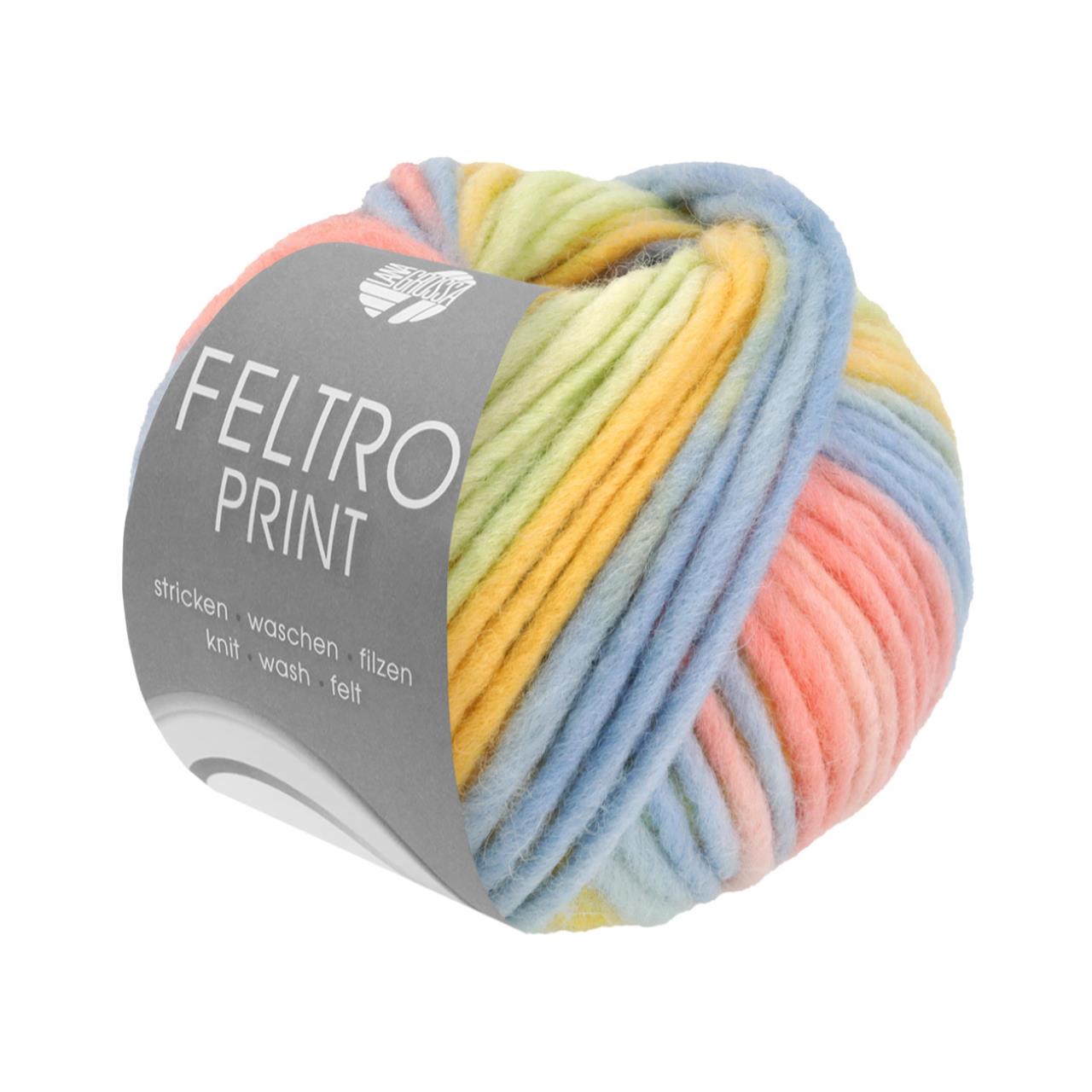 Feltro Print 1303 Pastellgrün/Gelb/Hellblau/Lachsrosa
