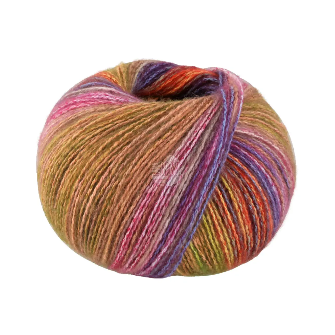 Gianna 2 Graublau/Orange/Gelb/Grün/Rot/Violett/Petrol von Lana Grossa. Feines Baumwollgarn mit weichen Merino- und Kaschmirfasern effektvoll bedruckt