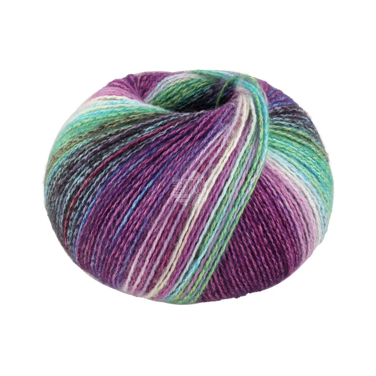 Gianna 8 Türkis/Grün/Rot-/Blauviolett/Rosé/Weiß von Lana Grossa. Feines Baumwollgarn mit weichen Merino- und Kaschmirfasern effektvoll bedruckt