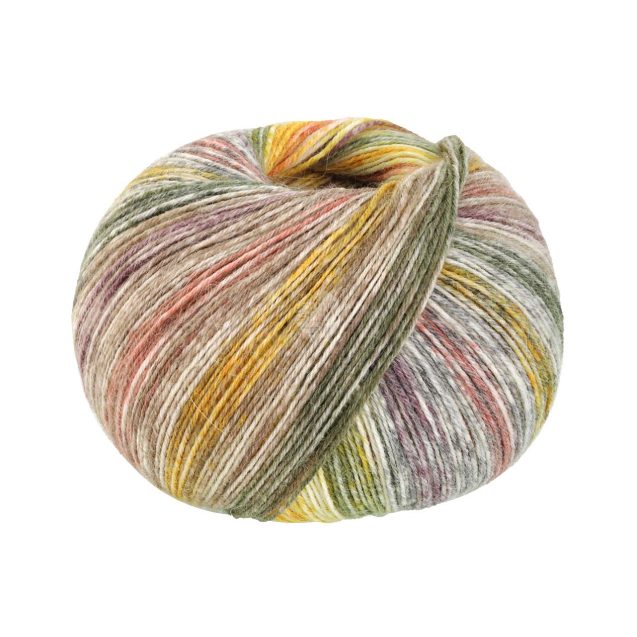 Meilenweit 100 Alpaca Print 2101 Vanille/Gelb/Orange/Oliv/Khaki/Brombeer