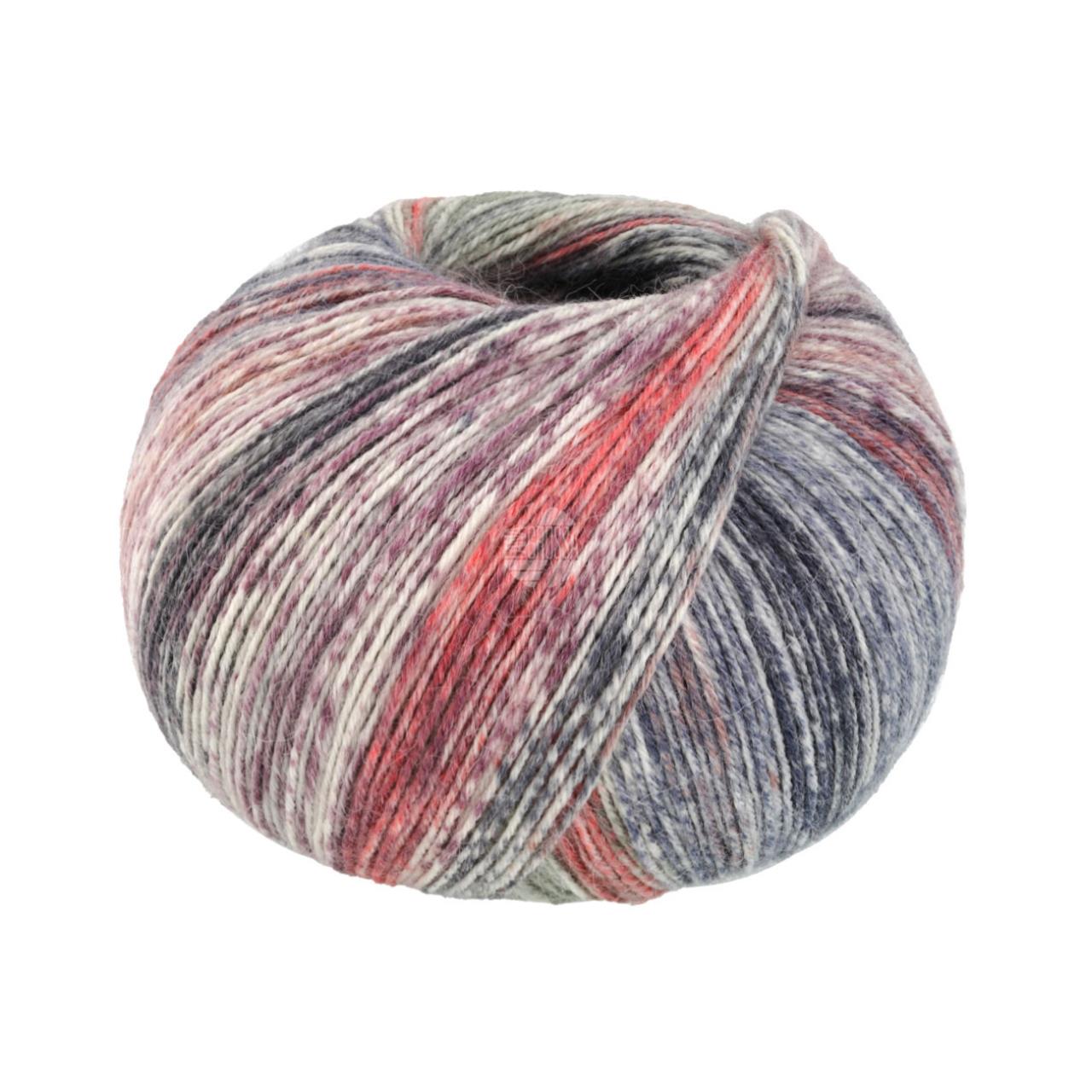Meilenweit 100 Alpaca Print 2105 Hell-/Dunkelgrau/Ecru/Anthrazit/Hellrot/Beere/Taupe
