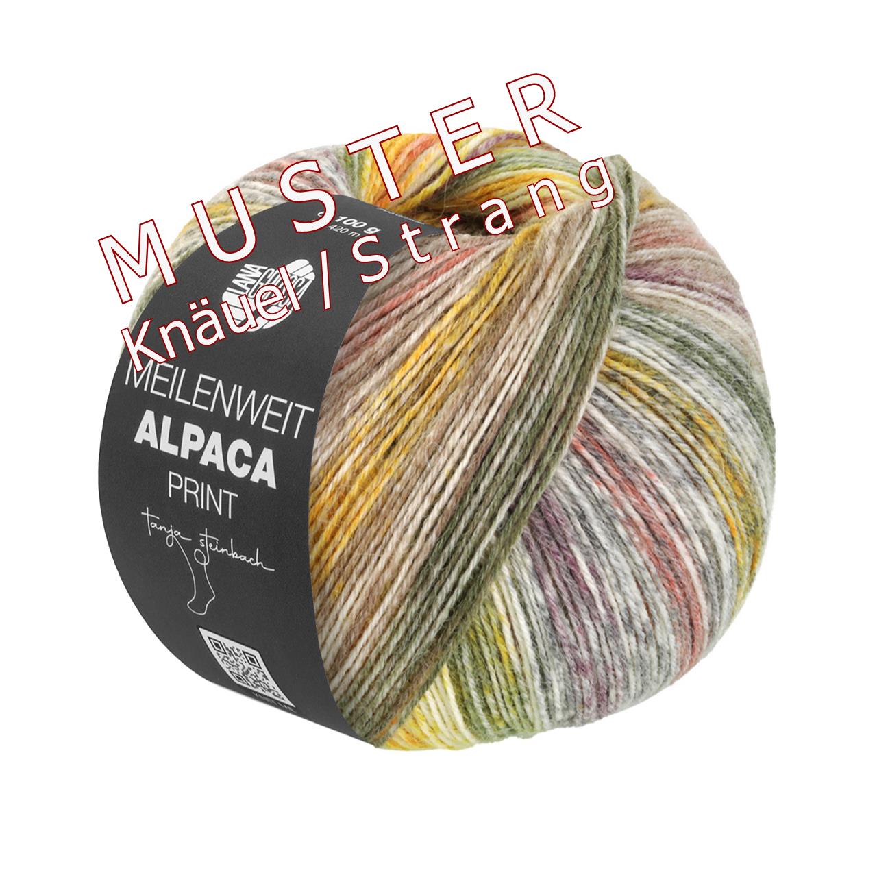 Meilenweit 100 Alpaca Print 2110 Rosa/Himbeer/Weinrot/Graugrün/Petrol/Pflaume/Beige/Jeans/Graublau/Hellgrau