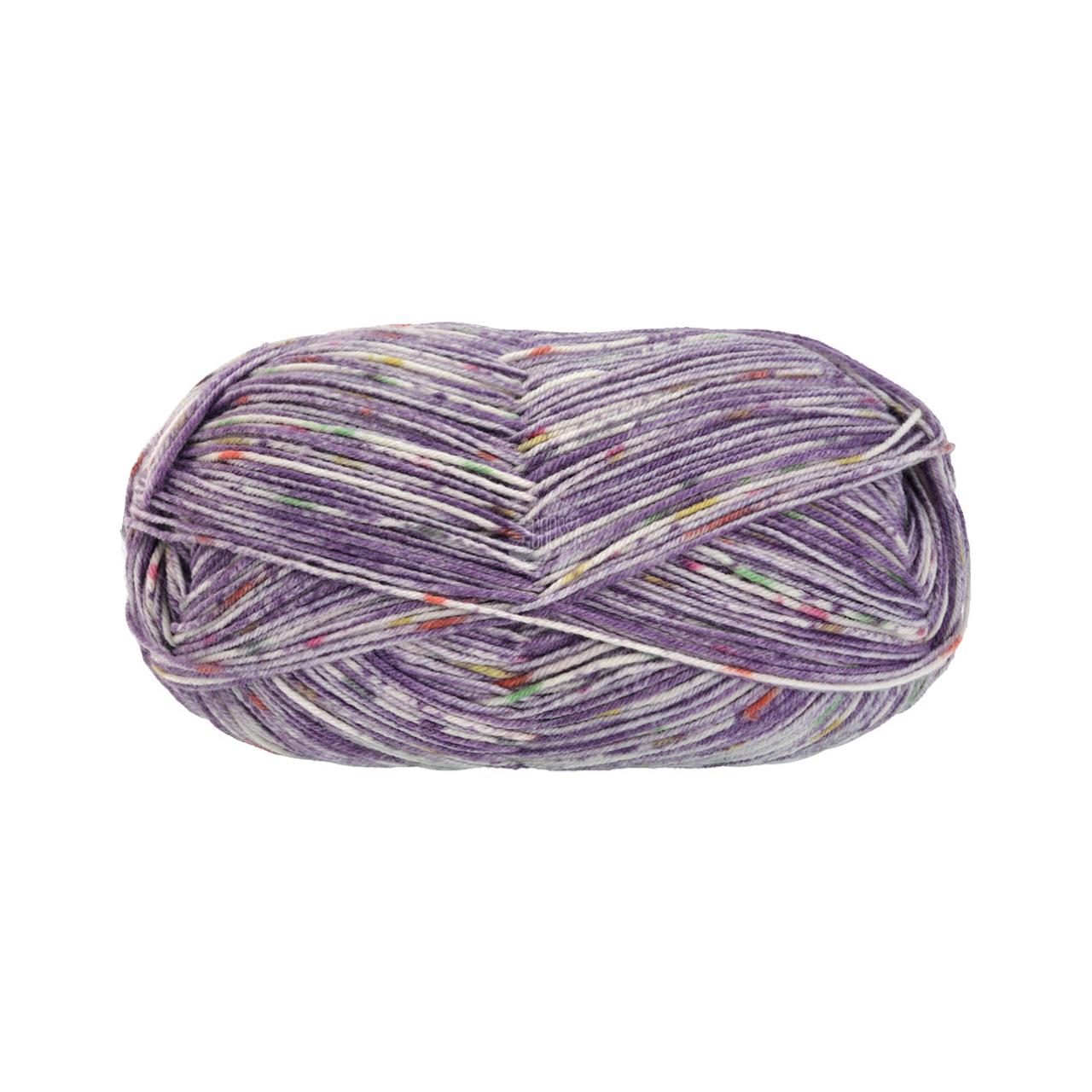 Meilenweit 100 Merino Extrafine Stella 2535 Ecru/Grau-/Blauviolett/Orange/Gelb/Grün