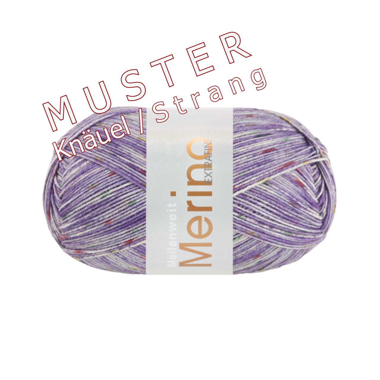 Meilenweit 100 Merino Extrafine Stella 2540 Hellgrün/Ecru/Grau/Fuchsia/Blau/Gelb