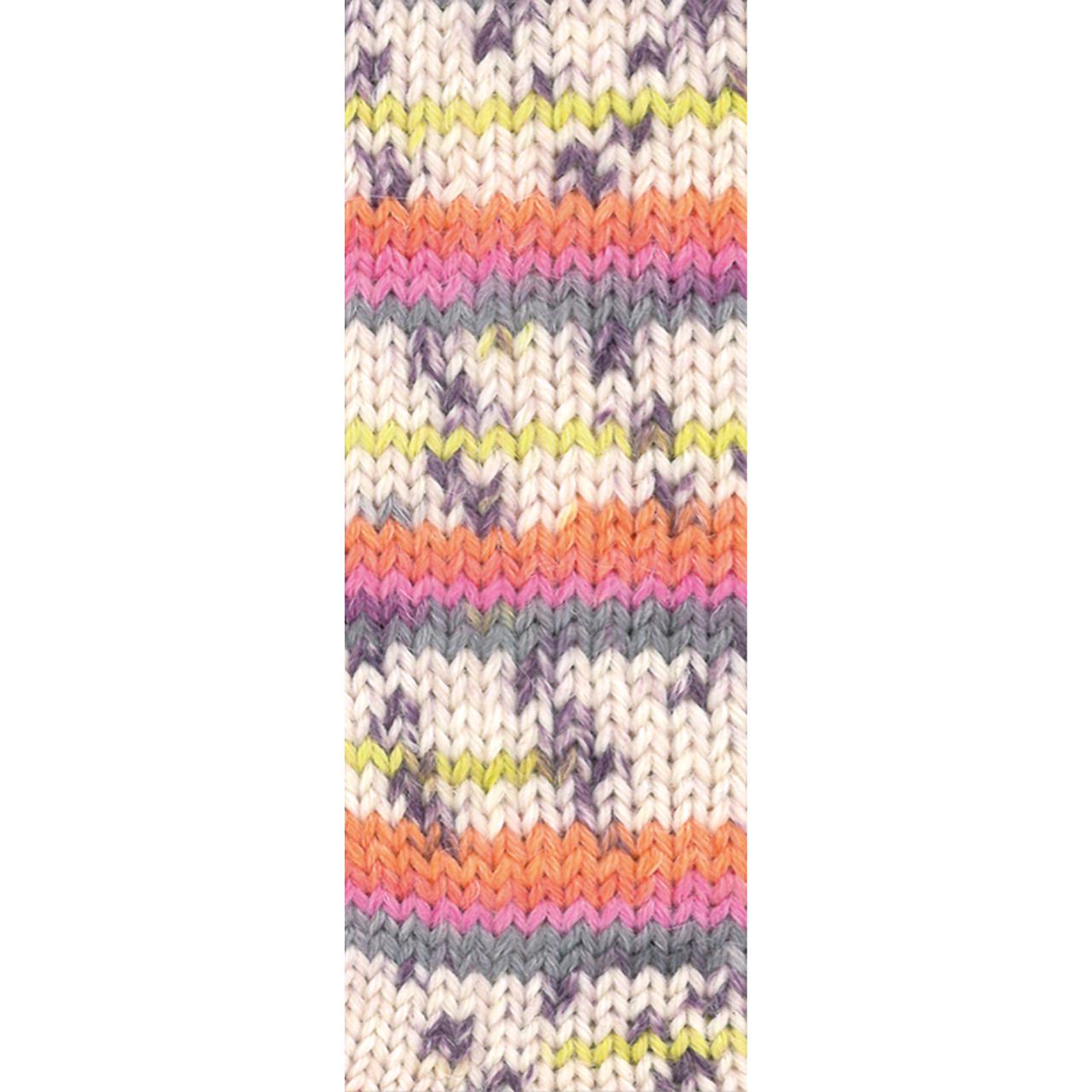 Meilenweit 6-Fach 150 Alpaca Print 1108 Orange/Pink/Grau/Weiß/Zitrusgelb/Brombeer