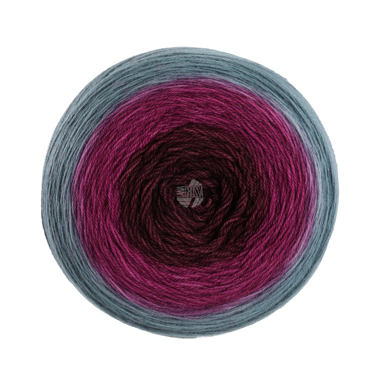 Merino Lace Aquarell 8 Blaugrau/Weinrot/Burgund