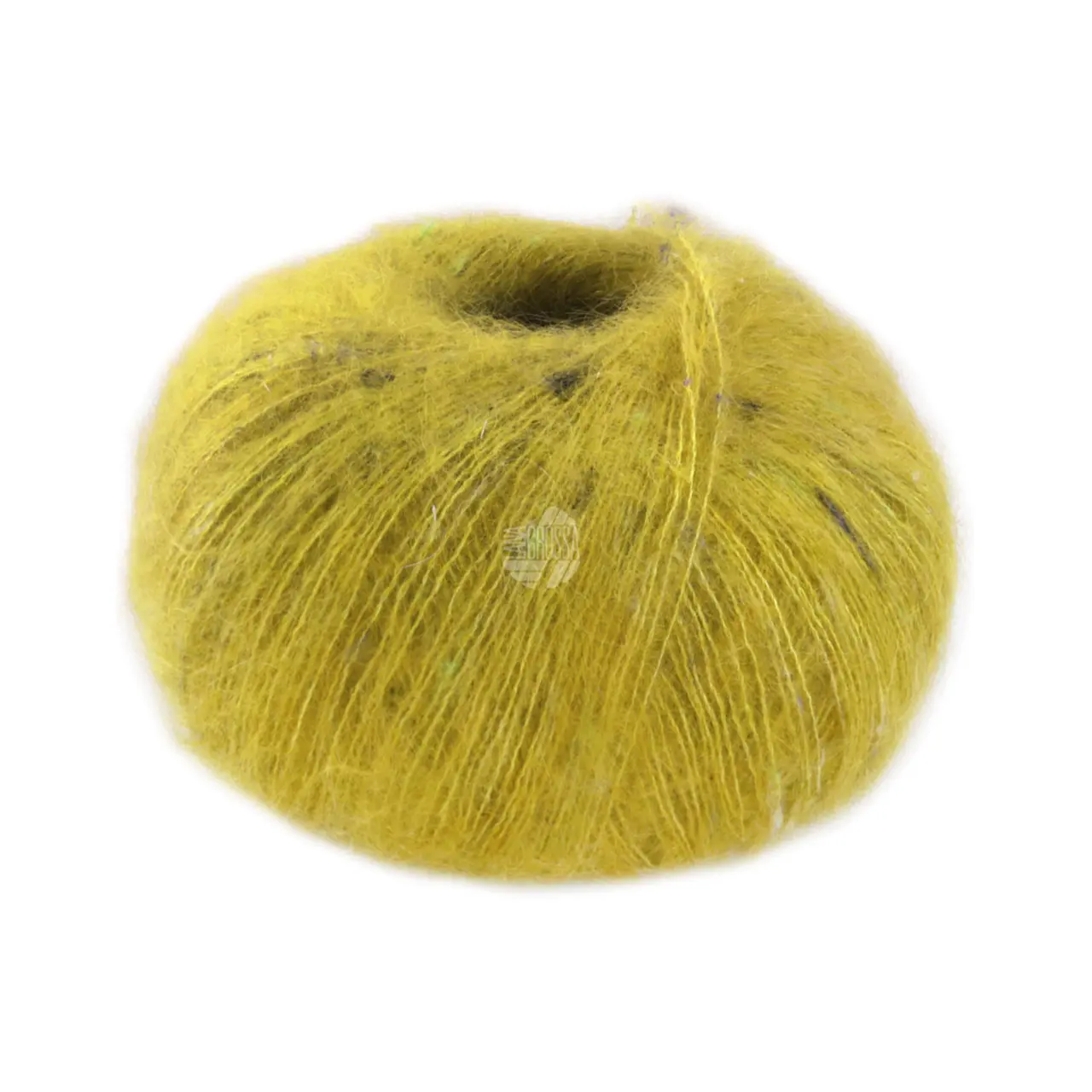 Natural Superkid Tweed 626 Pistazie von Lana Grossa. Feines Lace-Garn aus Superkid Mohair mit Seide und zarten Tweednoppen