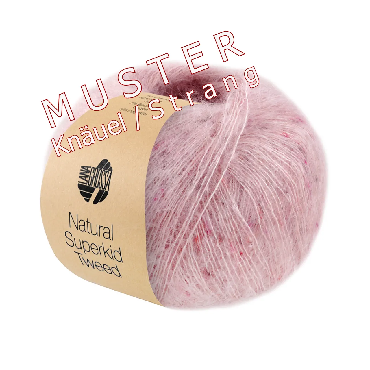 Natural Superkid Tweed 627 Lachs von Lana Grossa. Feines Lace-Garn aus Superkid Mohair mit Seide und zarten Tweednoppen