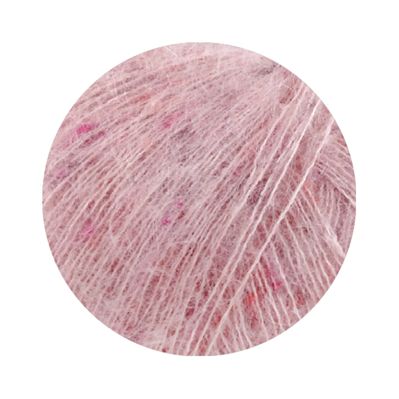 Natural Superkid Tweed 629 Rosé von Lana Grossa. Feines Lace-Garn aus Superkid Mohair mit Seide und zarten Tweednoppen