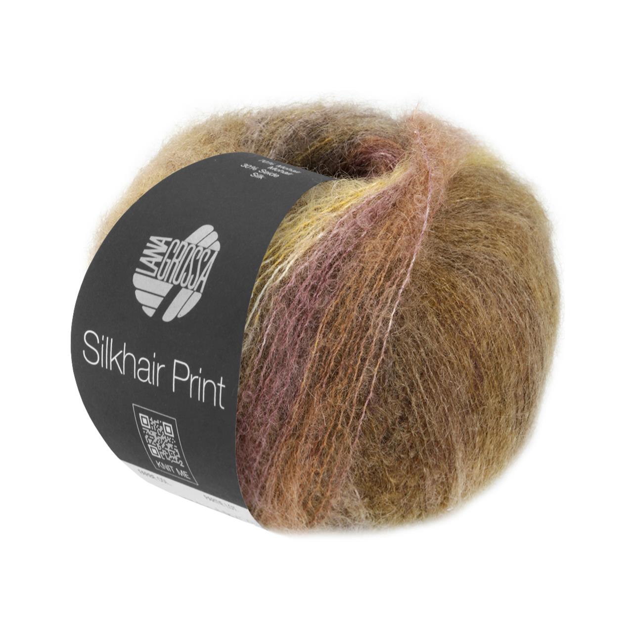 Silkhair Print 427 Nougat/Gelb/Oliv/Olivgrau