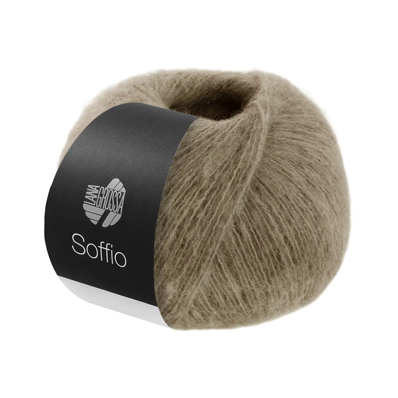 Soffio 26 Taupe von Lana Grossa. Flauschiges Lace-Garn aus Merino- & Baumwolle mit Kaschmiranteil