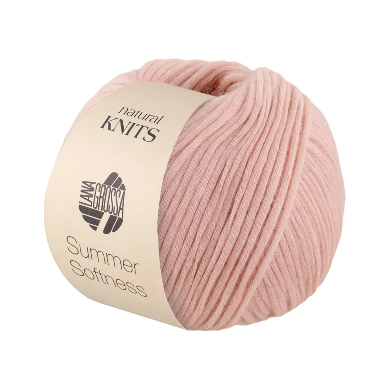 Summer Softness (natural KNITS) 10 Pastellrosa von Lana Grossa. Zartes Baumwollschlauchgarn voluminös gefüllt mit flauschigen Merinofasern