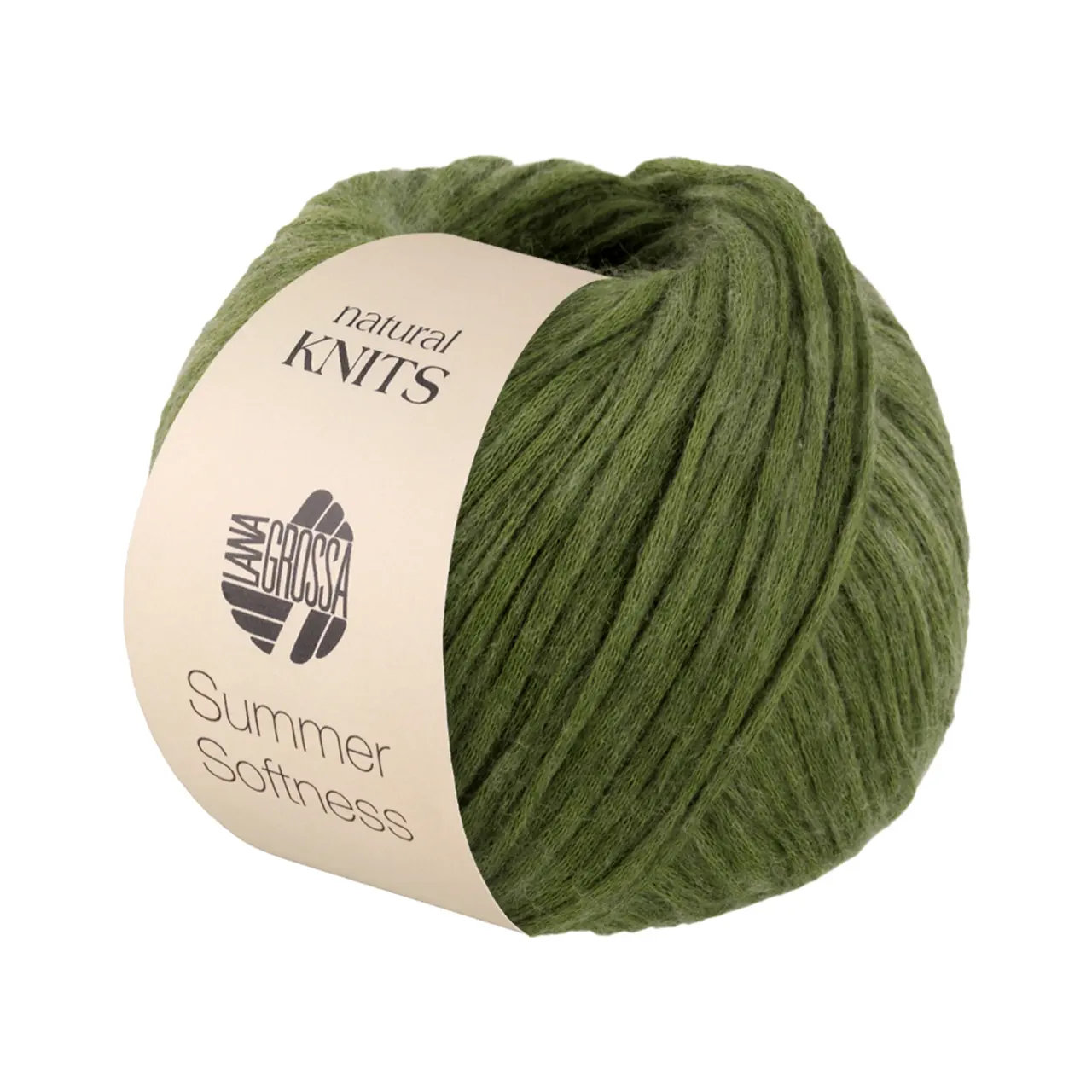 Summer Softness (natural KNITS) 14 Blattgrün von Lana Grossa. Zartes Baumwollschlauchgarn voluminös gefüllt mit flauschigen Merinofasern