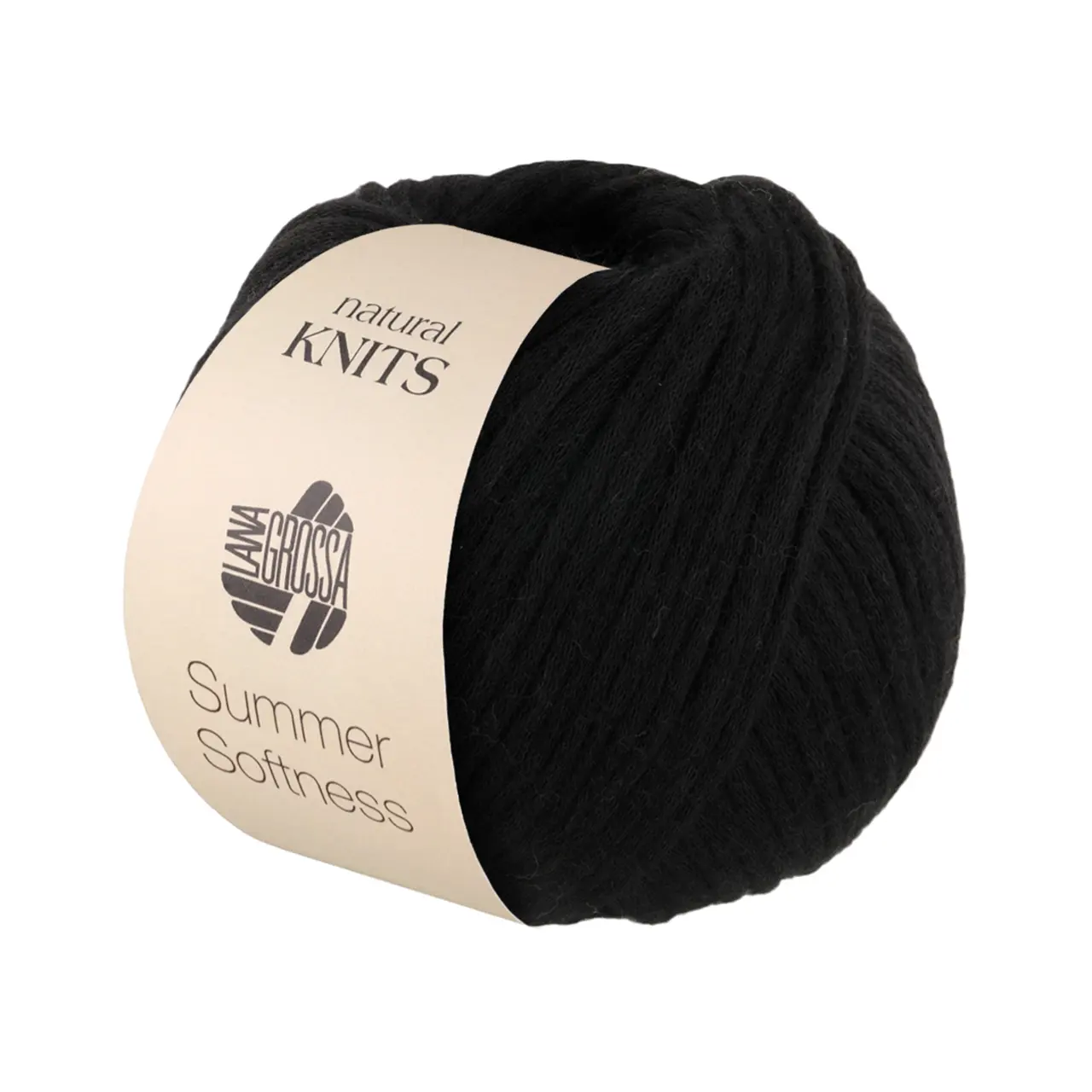 Summer Softness (natural KNITS) 20 Schwarz von Lana Grossa. Zartes Baumwollschlauchgarn voluminös gefüllt mit flauschigen Merinofasern