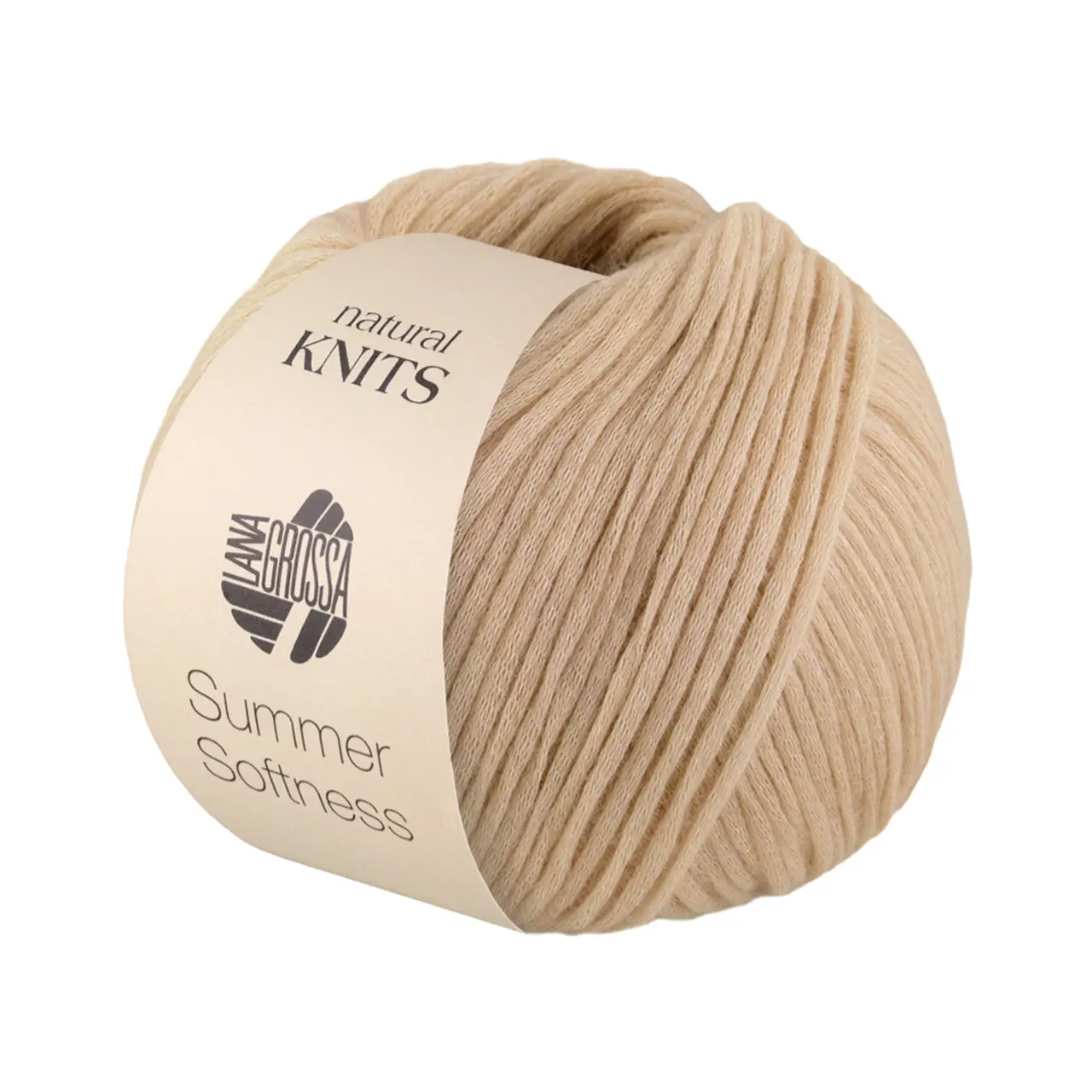 Summer Softness (natural KNITS) 3 Beige von Lana Grossa. Zartes Baumwollschlauchgarn voluminös gefüllt mit flauschigen Merinofasern