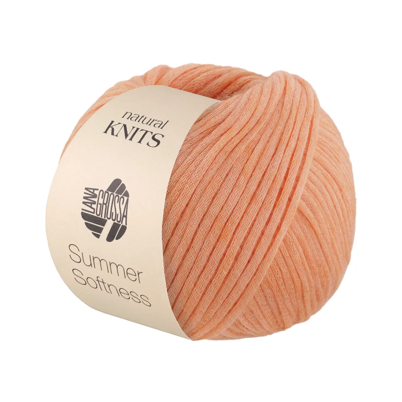Summer Softness (natural KNITS) 5 Apricot von Lana Grossa. Zartes Baumwollschlauchgarn voluminös gefüllt mit flauschigen Merinofasern