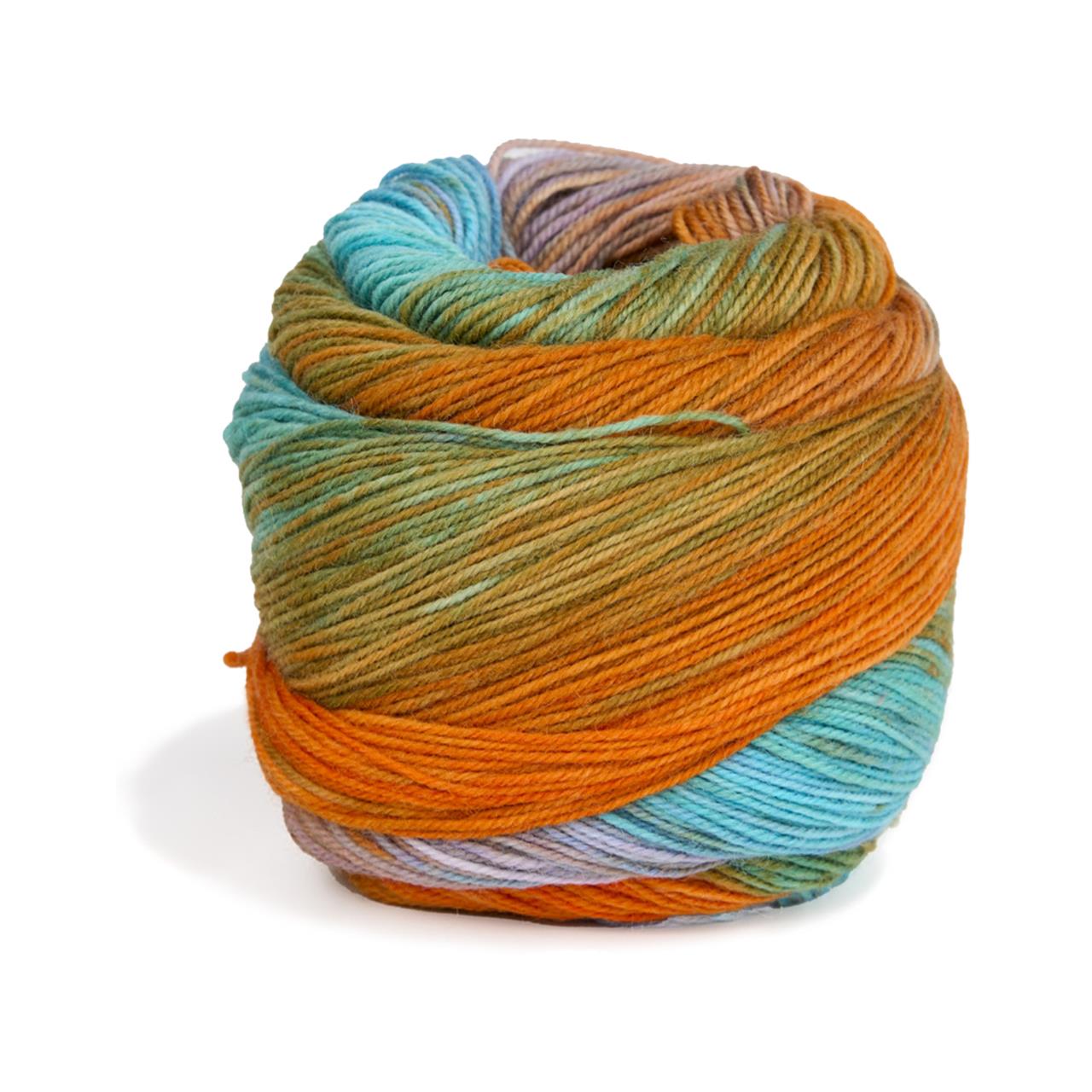 Watercolor Sock 201 Türkis/Olive/Beige/Orange