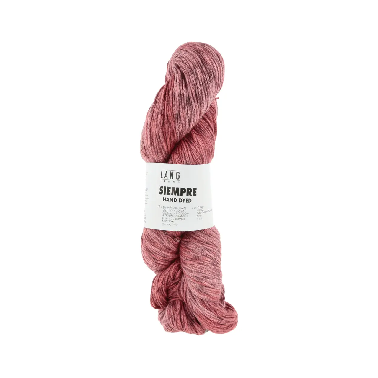 Siempre 48 Altrosa von Lang Yarns. Mit leichten Farbschattierungen und dezenten Glanz eignet sich SIEMPRE perfekt um einem Basic-Teil oder einer Fläche rechter Maschen das gewisse etwas zu verleihen. Machen Sie sich das Leben einfach und lassen Sie das Garn für sich arbeiten.Eine Mischung aus klassischer Baumwolle und Cupro einer Viskose welche aus Baumwoll-Linter einem Abfallprodukt der Baumwollindustrie hergestellt wird überzeugt SIEMPRE mit weichem Griff und einer Ton-in-Ton Handfärbung. Gerne auch als vegane Seide bezeichnet verleiht Cupro dem Garn zudem einen schimmernden kühlenden Touch und ergibt verarbeitet fliessende und knitterarme Stücke.