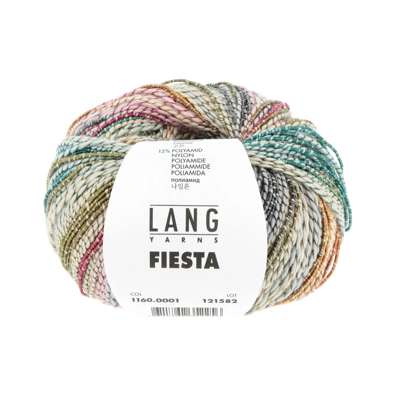 Fiesta 1 Aqua/Rosa/Grau/Gelb von Lang Yarns. FIESTA ist ein lebhaftes und verspieltes Garn mit einem weißen Baumwollkern der mehr oder weniger dicht mit einem mehrfarbigen Nylonfaden umwickelt ist. Je nach Farbe und Dichte der Umwicklung hat das Garn ein unterschiedliches Erscheinungsbild. Dieses Garn zeichnet sich durch seinen dynamischen und bunten Charakter aus und ist perfekt für sommerliche Projekte. Egal ob für auffällige Einzelstücke oder fröhliche Accessoires FIESTA bringt Kreativität und Freude auf Ihre Nadeln.