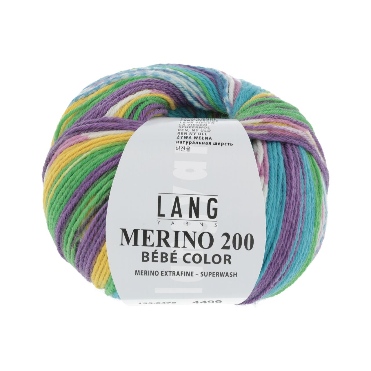 Merino 200 Bebe Color 478 Türkis/Violett/Gelb