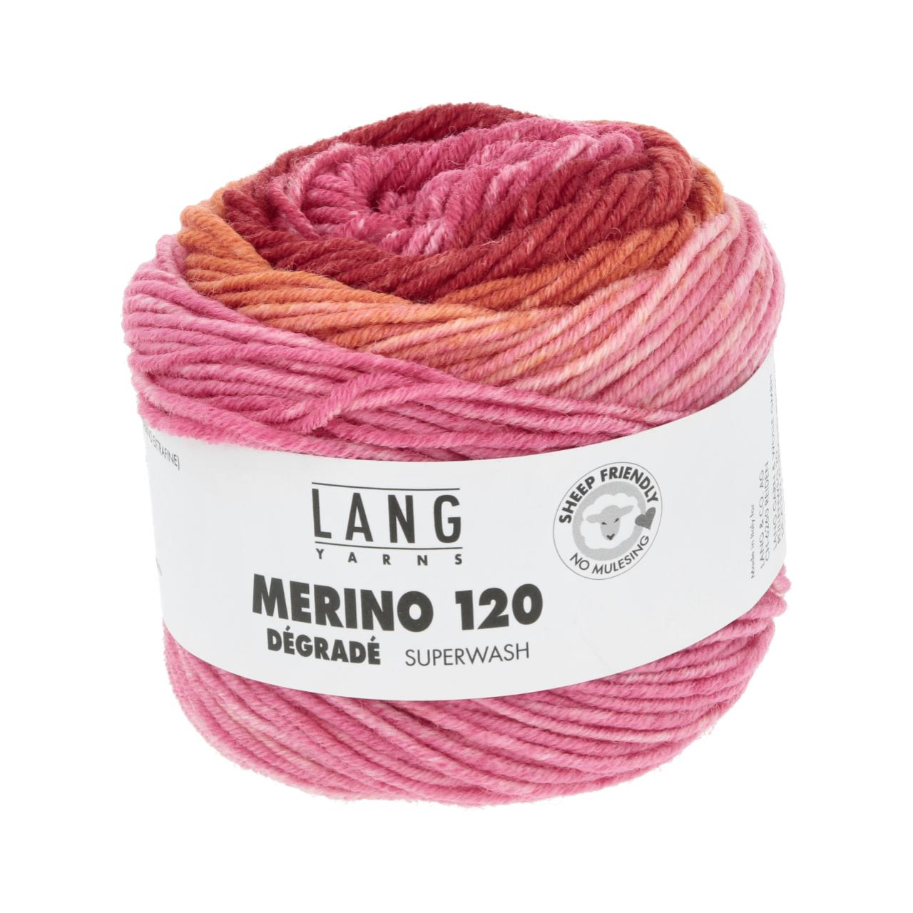 Merino 120 Dégradé 16 Rosa/Orange/Rot