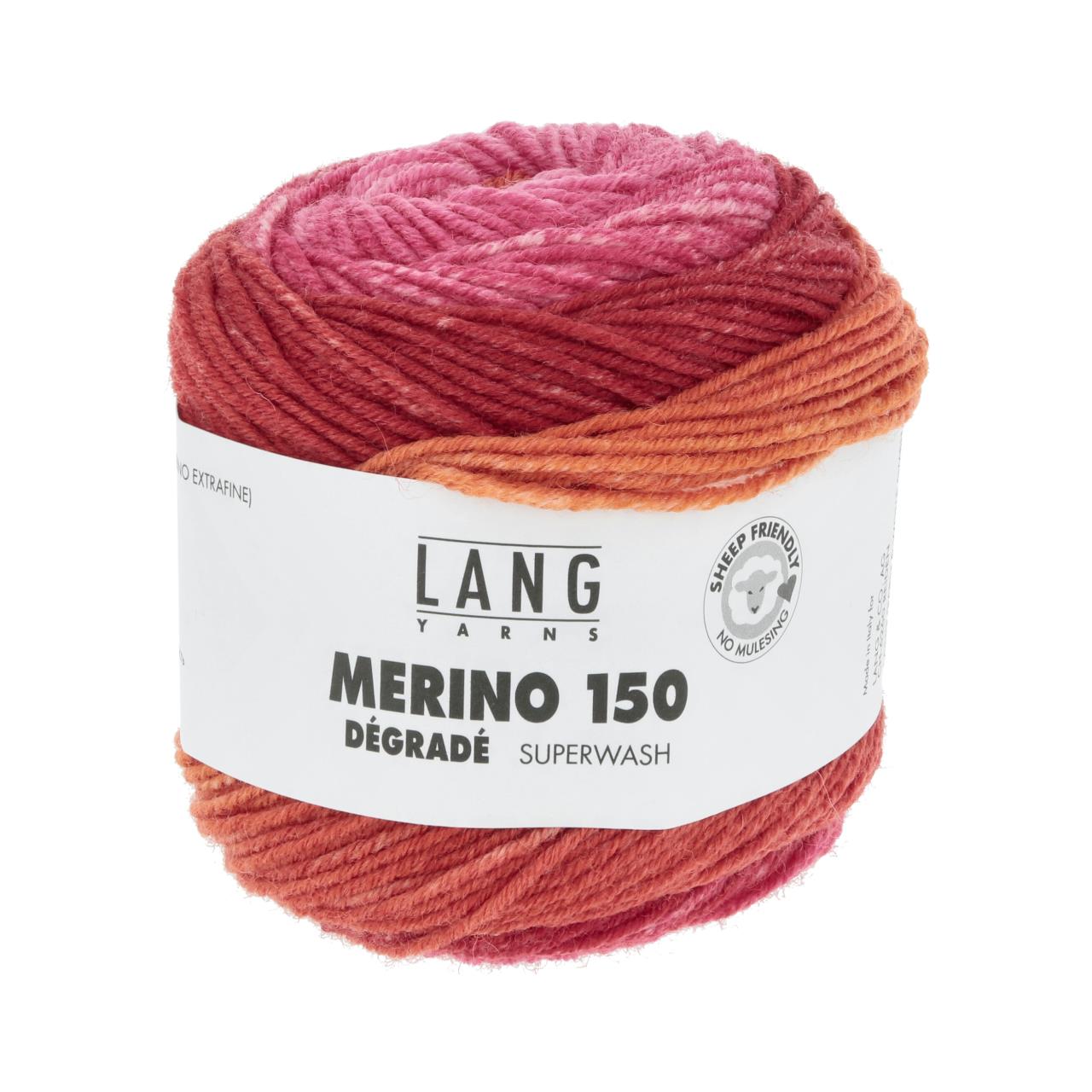 Merino 150 Dégradé 15 Rosa/Orange/Rot