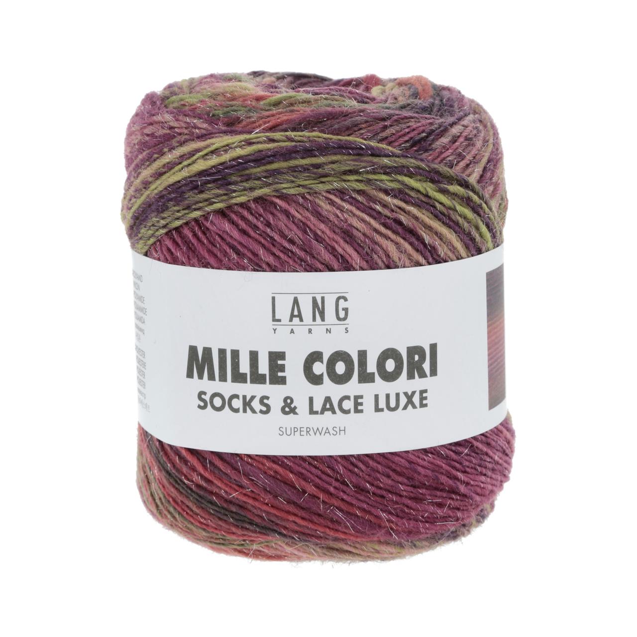 Mille Colori Socks & Lace Luxe 204 Bordeaux/Dunkelgrün/Lachs