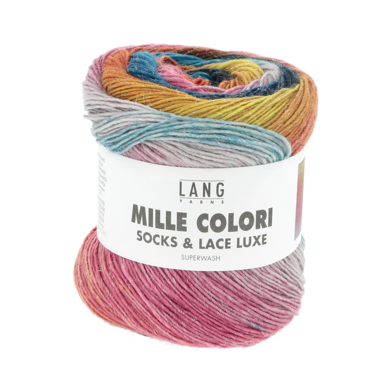 Mille Colori Socks & Lace Luxe 212 Türkis/Pink/Gelb