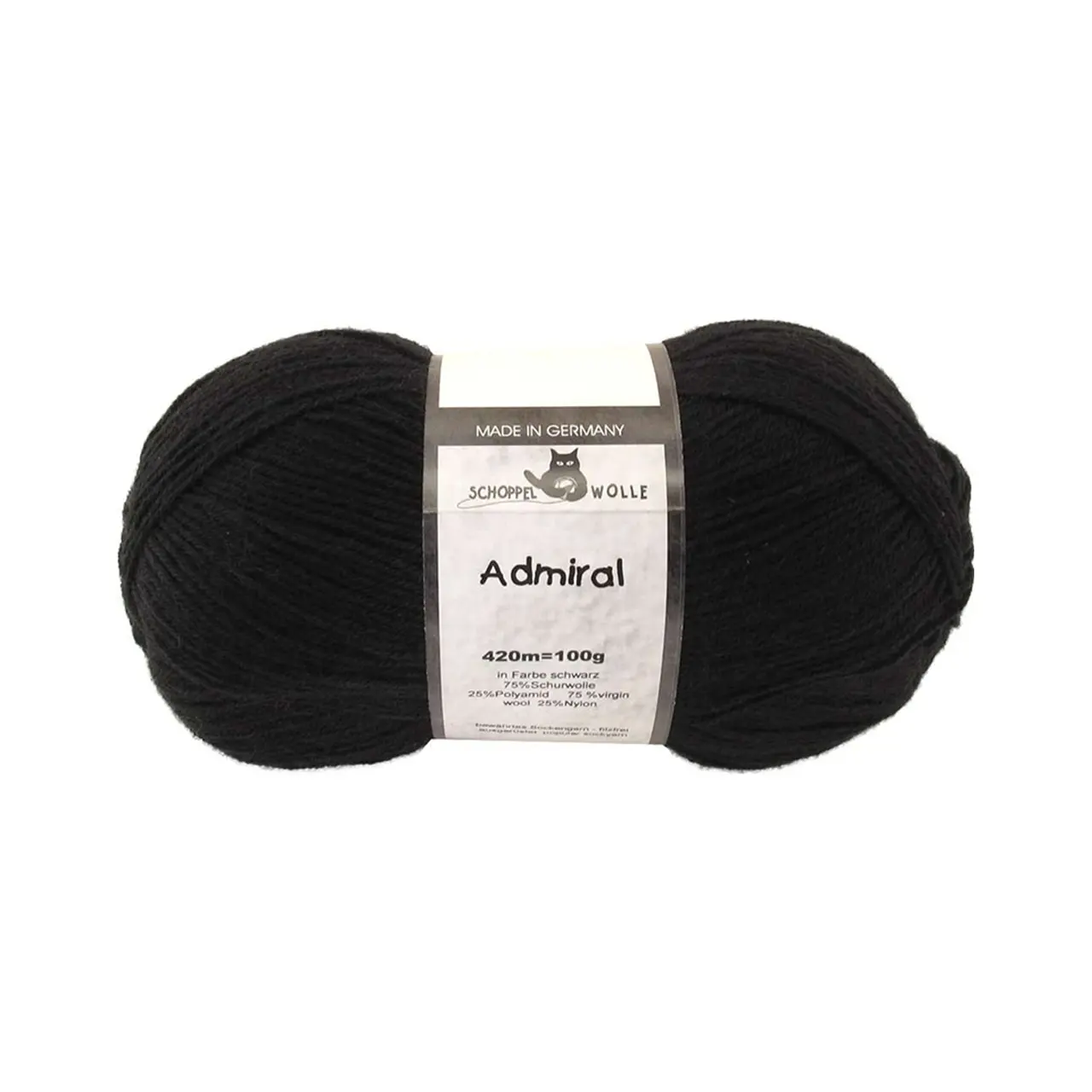 Admiral 880 Schwarz von Schoppel. Bewährtes Sockengarn aus Schurwolle waschmaschinenfest ausgerüstet.