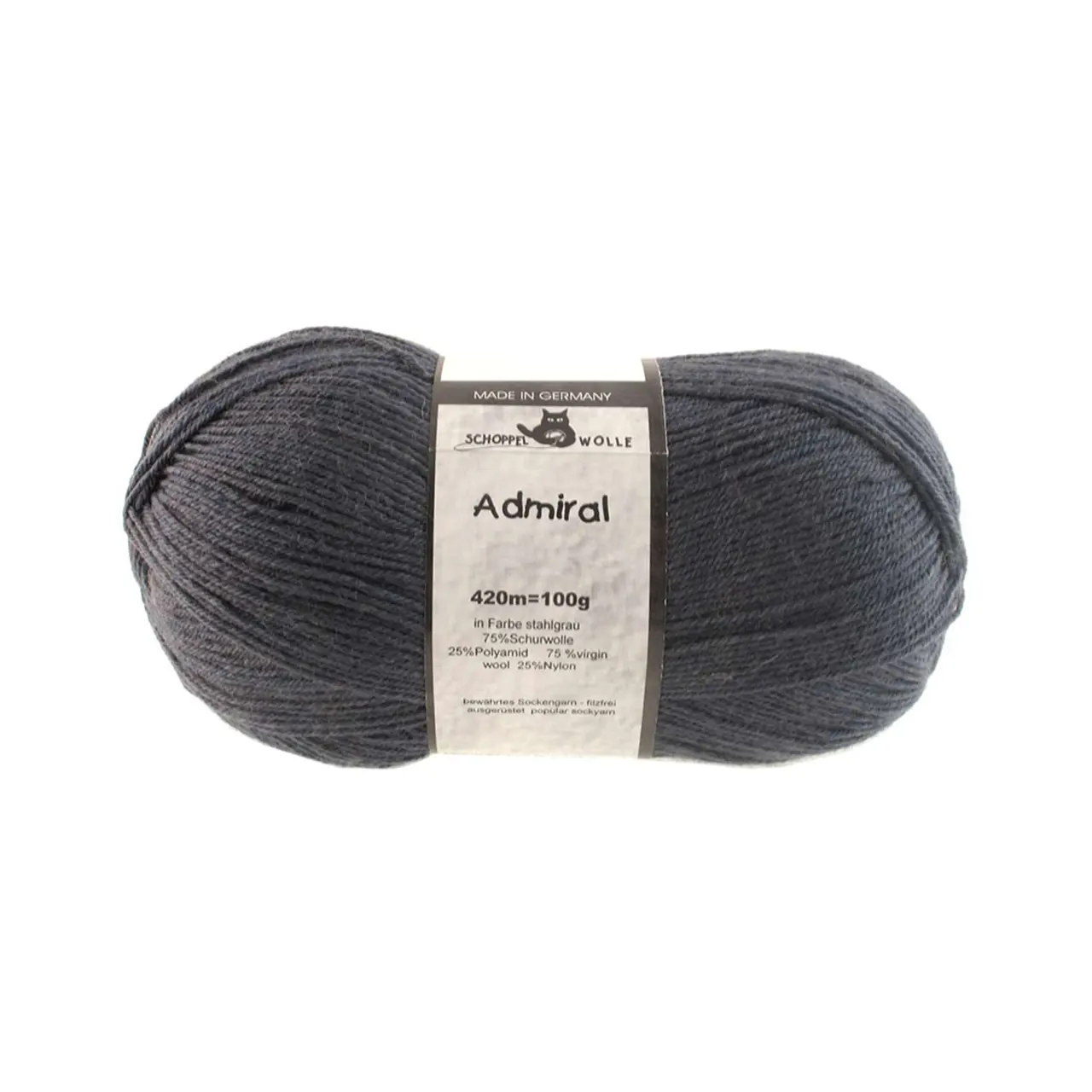 Admiral 9505 Stahlgrau von Schoppel. Bewährtes Sockengarn aus Schurwolle waschmaschinenfest ausgerüstet.