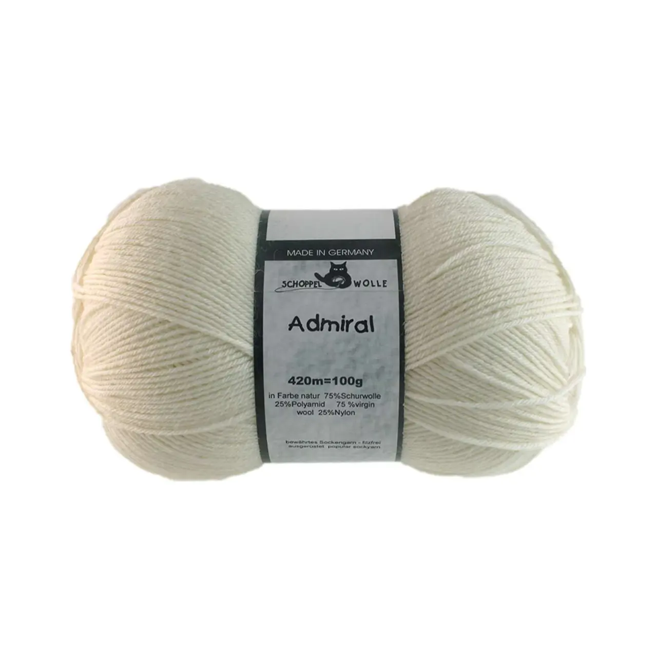 Admiral 980 Natur von Schoppel. Bewährtes Sockengarn aus Schurwolle waschmaschinenfest ausgerüstet.