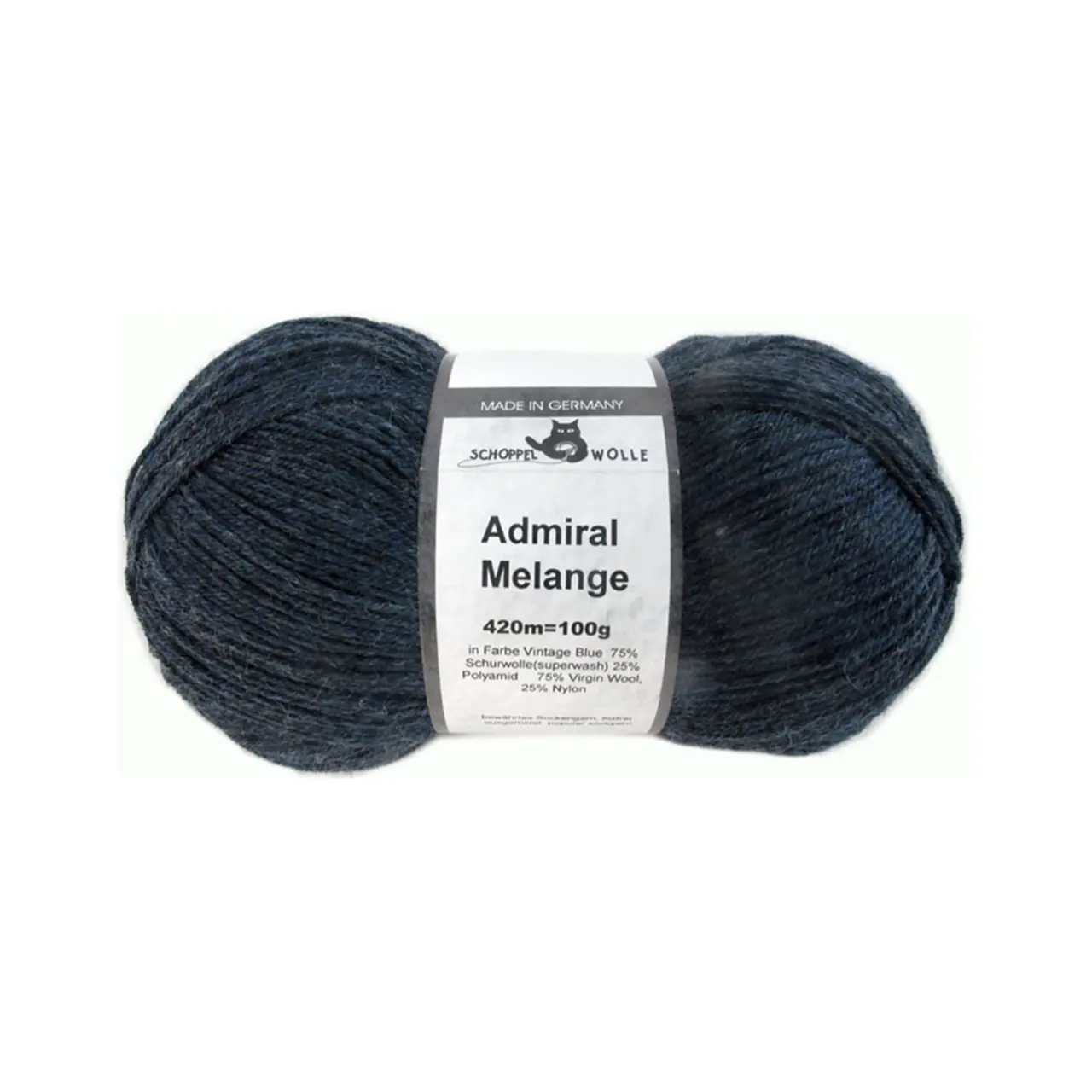 Admiral Mélange 4488M Vintage Blue von Schoppel. Bewährtes Sockengarn aus Schurwolle waschmaschinenfest ausgerüstet.